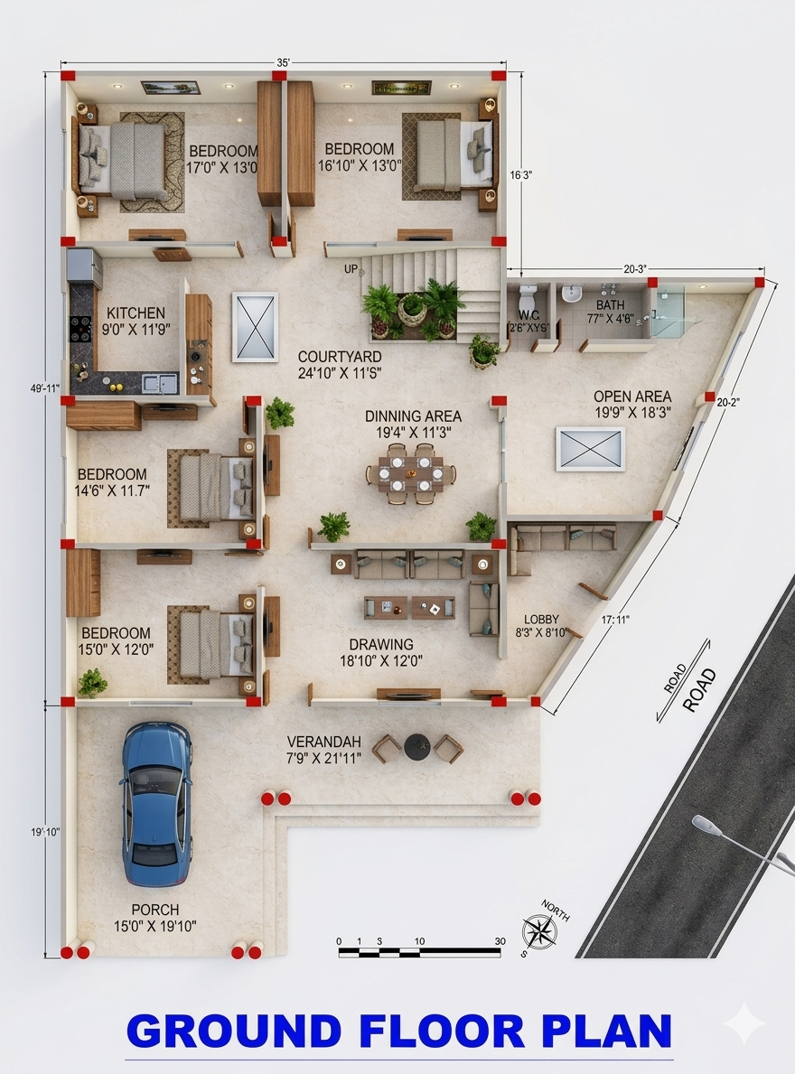 Colored Ground Floor Plan