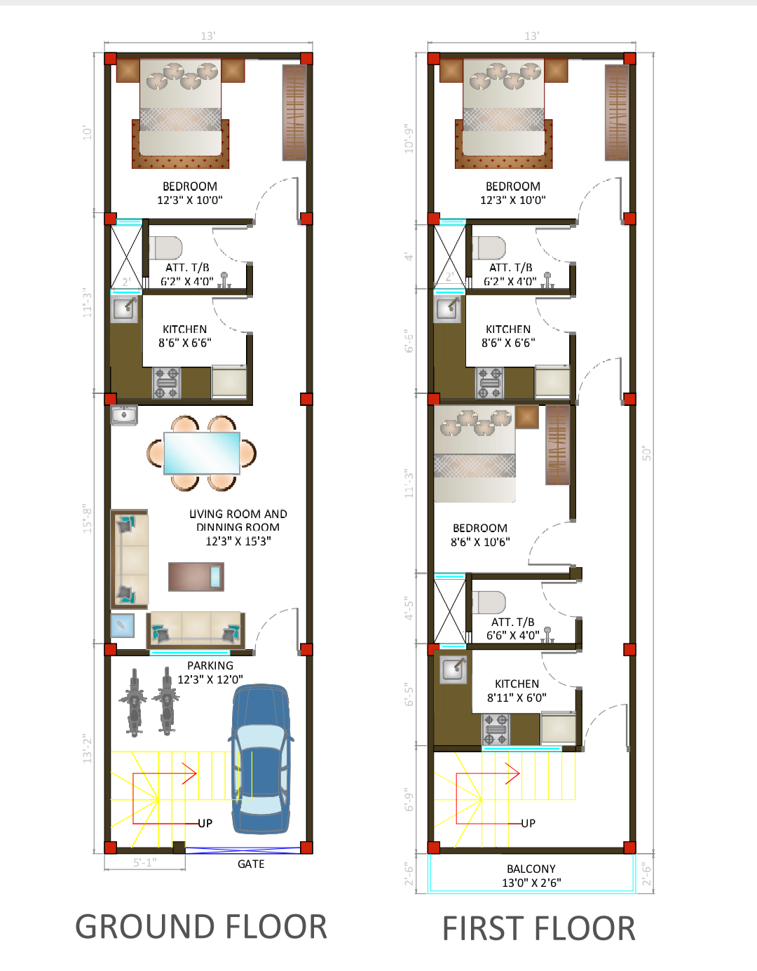 Duplex Both Floors Plan