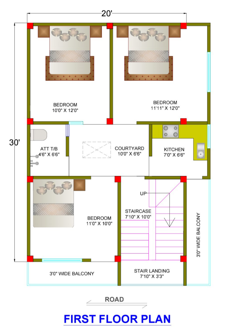 2 BHK First Floor Layout