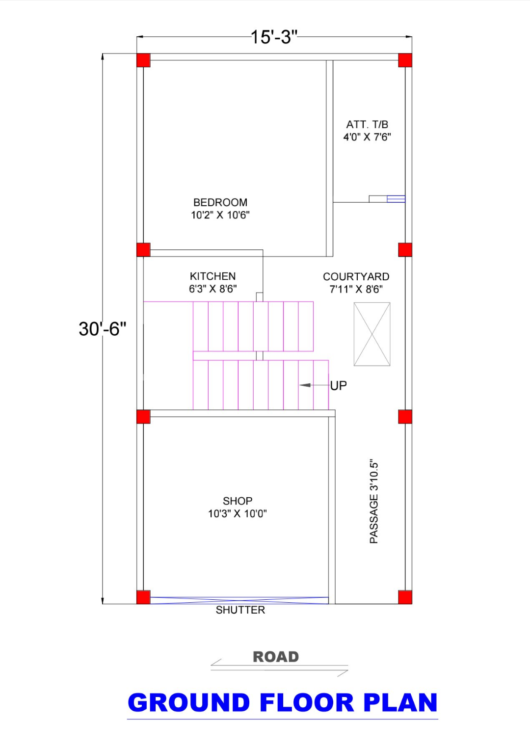 15×30 Shop + Home Plan