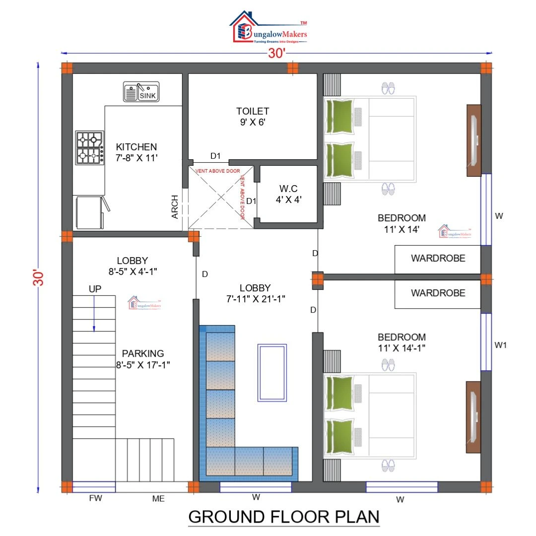30x30 House Plan with Vastu: Designing a Home for Health & Prosperity